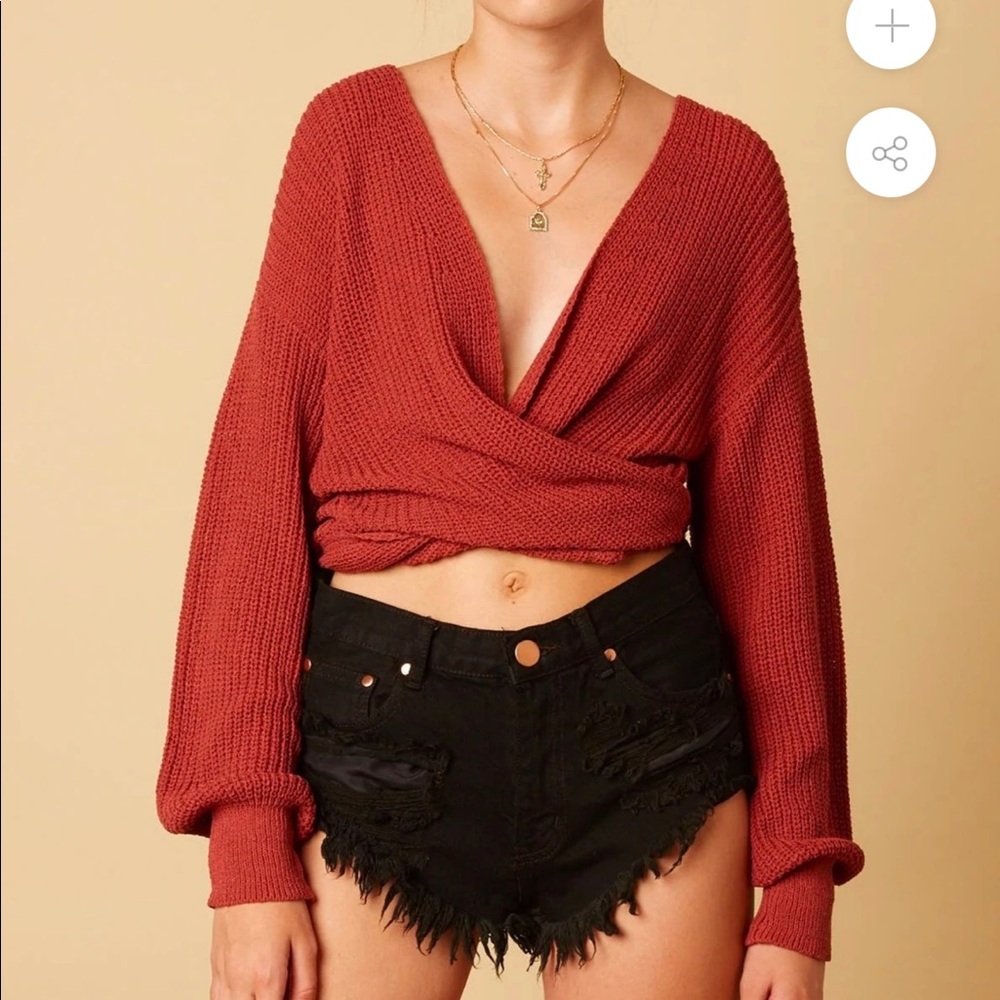 Orange knit cropped sweater